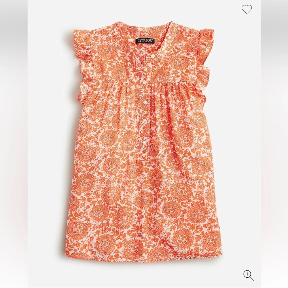 J. Crew Orange Paisley Ruffled Sleeve Blouse